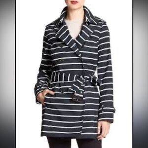 BANANA REPUBLIC- Mid Trench Coat Jacket Medium navy Stripe